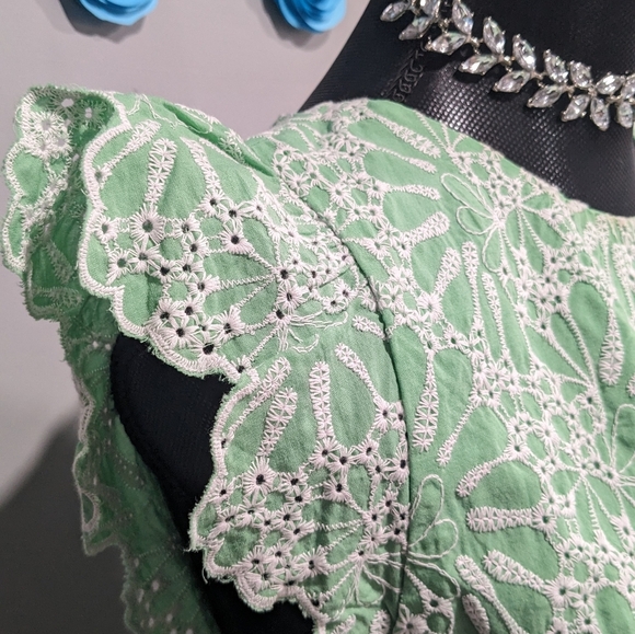 Loft Petite Eyelet Flutter Sleeve Dress - Picture 3 of 3